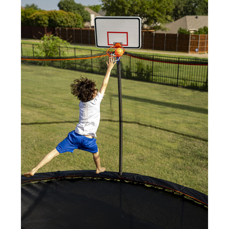 Jumpking trampoline basketball hoop with attachment and inflatable outlet basketball